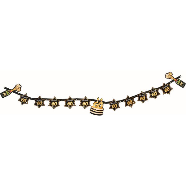 Bristol Novelty - Ghirlanda, 60° Compleanno BN2509 (Taglia Unica) (Nero/Oro)-image