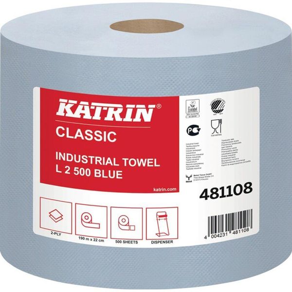 Katrin® 481108 Panno Per Panni Classic Industrial L2 Blu, 2 Veli, 2 X 190 M-image