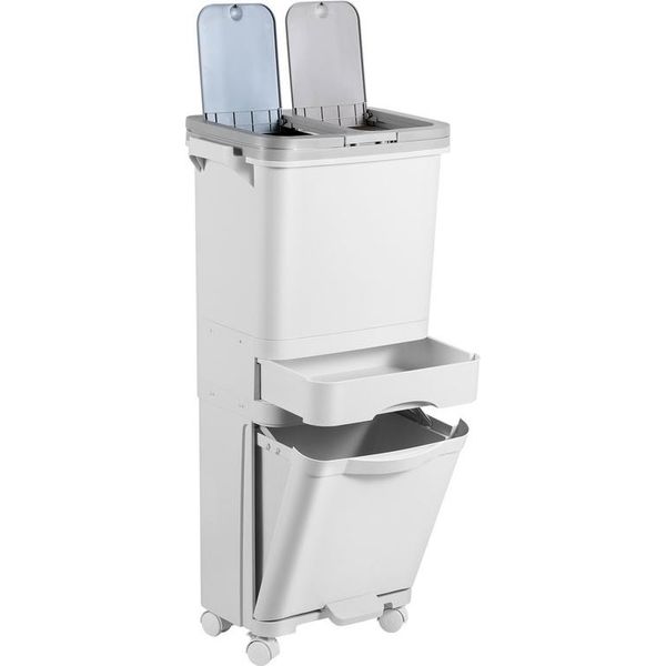 Cestino Da Cucina Clanmacy, Sistema Di Separazione Dei Rifiuti Da 42L 3 Scomparti Cestino Da Cucina Bianco-image