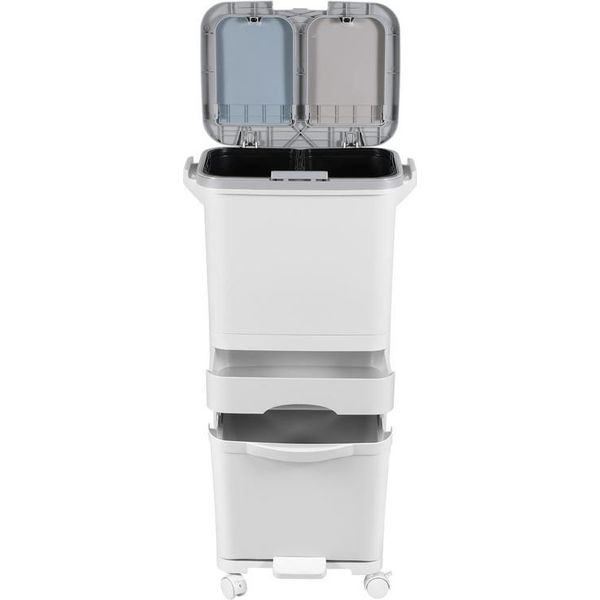 Tolletour, Sistema Di Separazione Dei Rifiuti 42L 3 Scomparti Cestino Per Rifiuti Da Cucina Bianco-image