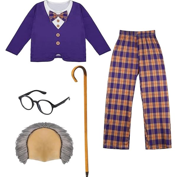 Bristol Novelty - Costume Da "Vecchietto"" - Ragazzo BN5809 (98) (Viola/Beige)"-image