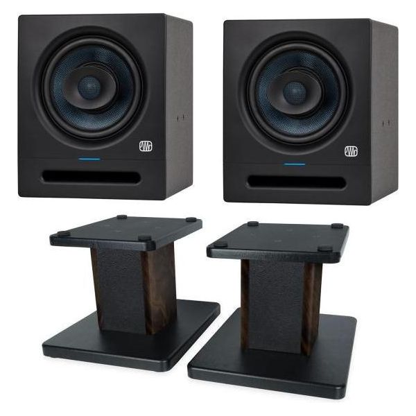 Presonus Studio Monitor Eris Pro 8 1 Coppia Con Supporto Per Diffusori In Noce-image