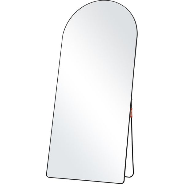 Vevor Specchio Curvo A Figura Intera, 180 X 81 Cm, Specchio Da Appoggio Con Supporto, A Libera Installazione O A Parete, Cornice In Lega Di Alluminio, Specchio Da Toilette A Figura Intera Per Soggiorno E Camera Da Letto-image