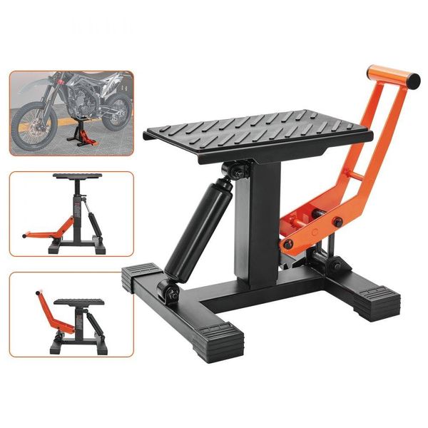 Martinetto Per Moto - Cavalletto Di Montaggio 200 Kg, Piattaforma Di Sollevamento Cavalletto Di Montaggio - Sollevamento Di Montaggio 255-460 Mm Altezza Regolabile - 0-120 Mm Piattaforma Di Riparazione E Manutenzione In Acciaio - Arancione, Nero Per Moto.-image