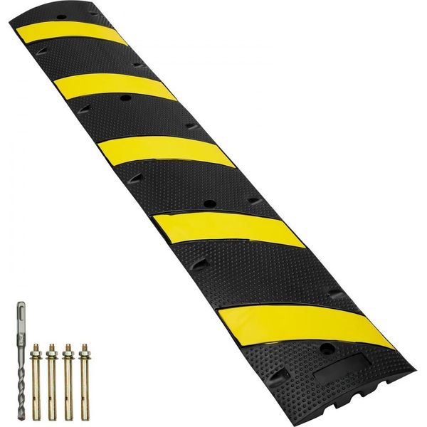 Rampa Di Protezione Per Cavi In Gomma A 2 Canali - Ponte Per Cavi - Ponte Per Tubi 183 X 30 X 4,5 Cm - Protezione Antiribaltamento Fino A 10000 Kg - Portata Per Asse - Rampa Per Cavi Con Design Antiscivolo - Ideale Per I Parcheggi-image