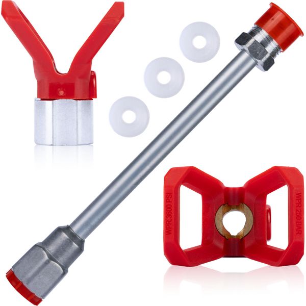Rosfix Set Lancia A Spruzzo 30 Cm + 4 Guarnizioni + Protezione Ugello In Acciaio Inox – Filettatura 7/8”, 290 Bar | Accessori Per Verniciatura Airless-image