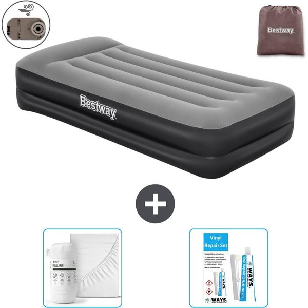 Materasso Gonfiabile Bestway - 1 Persona - 97 X 191 X 46 Cm - Grigio - Accessori Inclusi-image