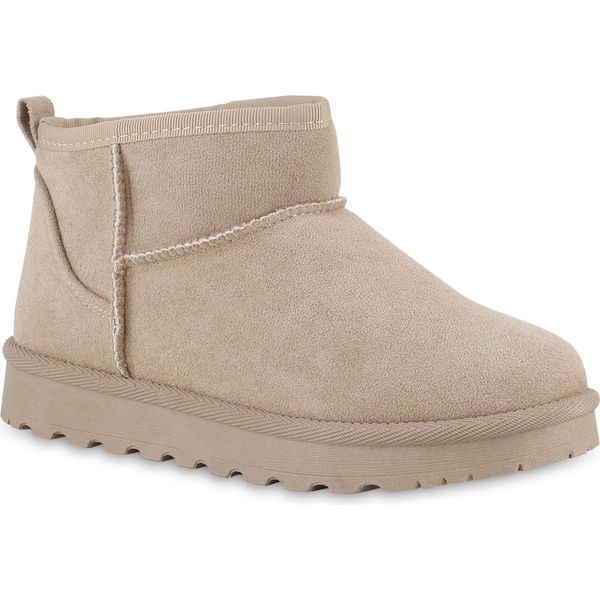 Van Hill Donna Stivali Invernali Foderati Caldi Stivaletti Scarpe Con Suola Battistrada 841491, Colore: Beige, Taglia: 40-image