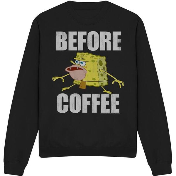 Spongebob Squarepants - Felpa "Before Coffee Meme"" Per Bambini/Donne Unisex TV12841 (L) (Schwarz)"-image