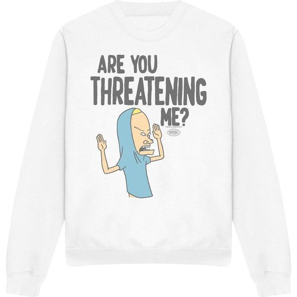 Beavis & Butthead - "Mi Stai Minacciando?"" Felpa Per Bambini/Donne Unisex TV12591 (Xl) (Weiß)"-image