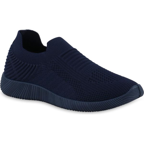 Van Hill Scarpe Sportive Da Donna Slip On Scarpe Sportive In Maglia Con Suola Profilata 841648, Colore: Blu Scuro, Taglia: 36-image