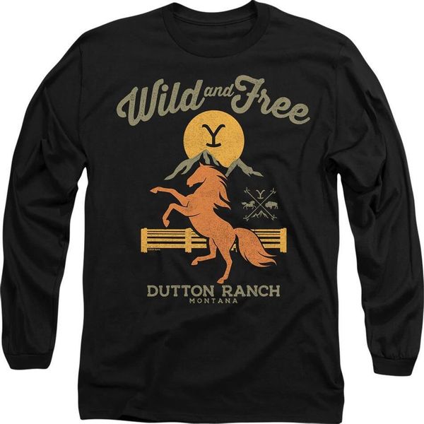Yellowstone - Maglietta "Wild & Free"" Per Uomo/Donna Unisex TV10259 (L) (Nero)"-image