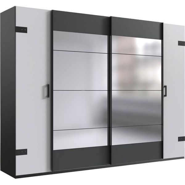 Armadio A Battente/Scorrevole Stockholm Armadio 270X65X210Cm Bianco Grafite (18769)-image