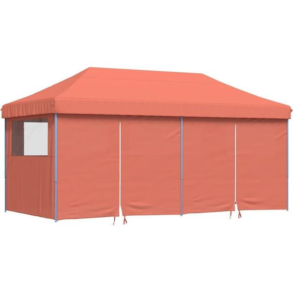 Vidaxl Tenda Da Festa Pieghevole Pop-Up Con 4 Pannelli Laterali Rosso Terracotta-image
