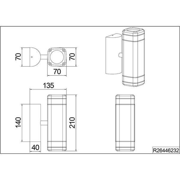 Lampada Da Parete, Alluminio, Nero Opaco, GU10, Up And Down, H 21 Cm-image