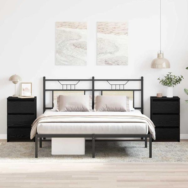 Maison Exclusive - Comodino 2 Pezzi Effetto Rovere Nero 40 X 35 X 62,5 Cm-image