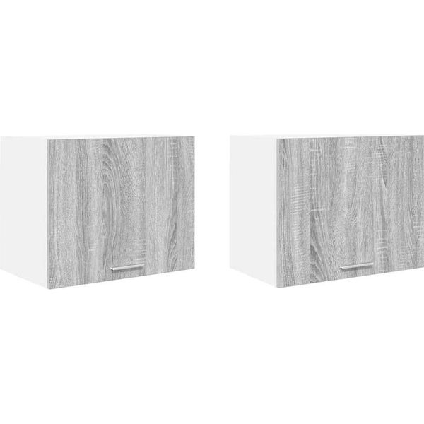 Syfax™ Armadio Pensile 2 Pcs Grigio Sonoma E Bianco 50 X 31 X 40 Cm-image