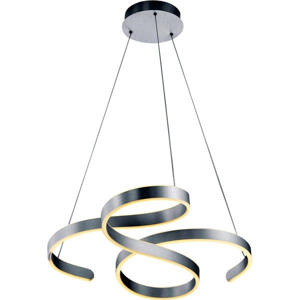 Trio Leuchten Led Lampada A Sospensione Francis 371310105, Alluminio Spazzolato, Incl. Led Da 52 Watt, Interruttore Dimmer-image
