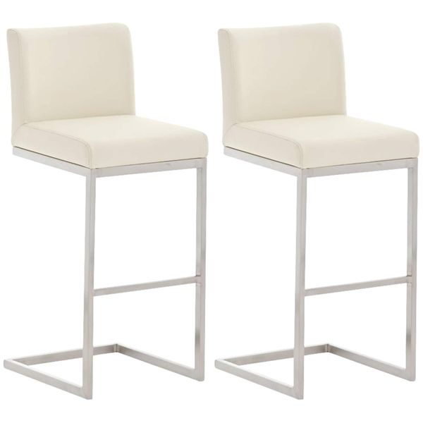 CLP Barhocker 2Er Set Mit Lehne Paros, Freischwinger BarstüHle Mit Kunstlederbezug, Gestelle Aus Edelstahl, Bis 240 Kg Belastbar-image