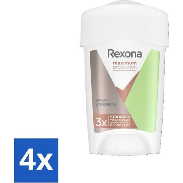 Rexona Women - Deodorante In Crema Stick - Massima Protezione Sport Strength - Extra Strong - 45 Ml - Value Pack - 4 Pezzi-image