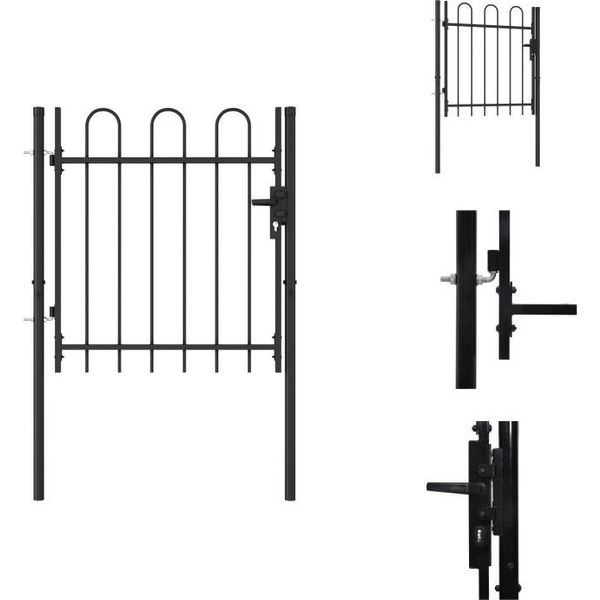 Vidaxl Cancello Per Recinzione A Un'anta In Acciaio Ad Arco 1 X 1 M Nero - Cancelli Da Giardino-image