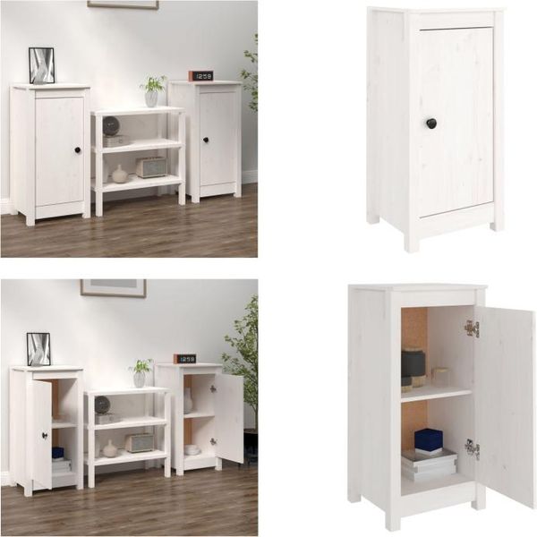 Vidaxl Credenze 2 Pz. Bianco 40X35X80 Cm Pino Massiccio - Credenza - Credenze - Mobile - Mobile Credenza-image