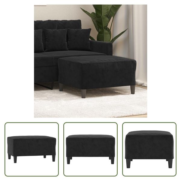 The Living Store Sgabello Nero 70X55X41 Cm In Velluto-image