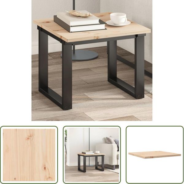 The Living Store Piano D'appoggio Quadrato 50X50X1,7 Cm In Legno Di Pino Massiccio-image