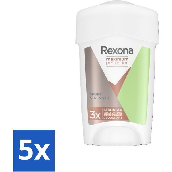 Rexona Women - Deodorante In Crema Stick - Massima Protezione Sport Strength - Extra Strong - 45 Ml - Value Pack - 5 Pezzi-image