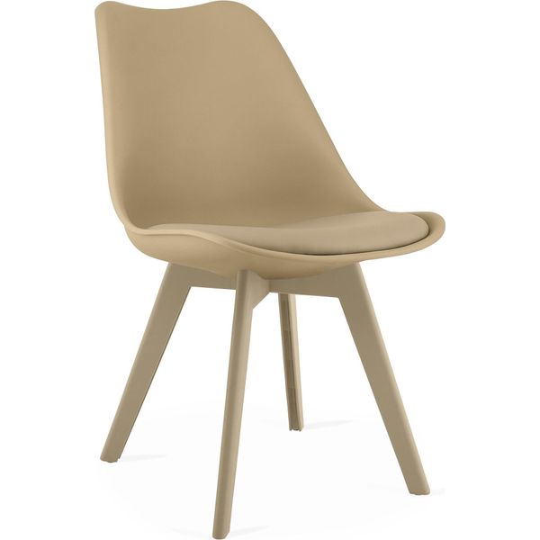 Sedia Mark Beige Scuro Con Cuscino In Ecopelle Per Cucina Sala Da Pranzo X4-image