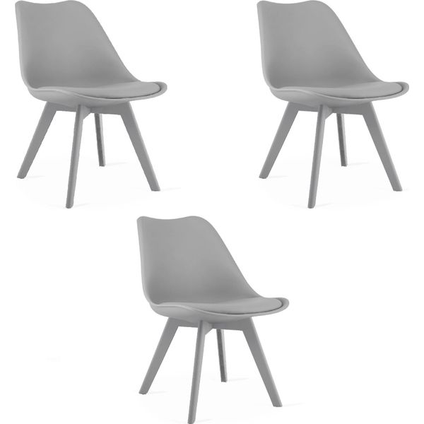 Sedia Mark Grigia Con Cuscino In Ecopelle Per Soggiorno, Sala Da Pranzo E Ufficio X3-image