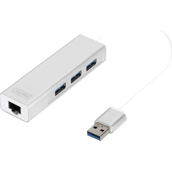 Digitus DA-70250-1 - Hub - 3 X Usb 3.0 Superspeed + 1 X 10/100/1000 - Desktop-image