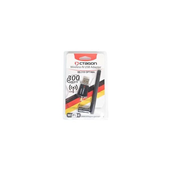 Octagon WL318 Wlan 300 Mbit/S + Antenna 2Dbi Adattatore Usb 2.0 Blister (Wifi, Wireless)-image