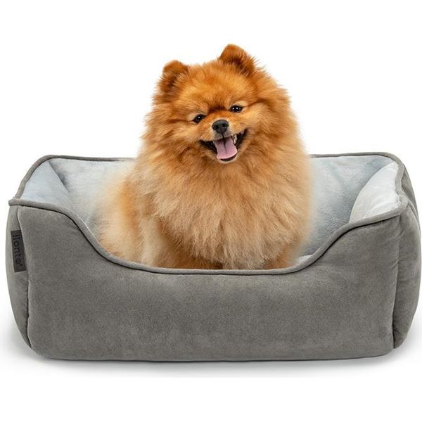 Lionto 2-In-1 Hundekissen Aus Wildlederimitat, 60X50 Cm, Hellgrau/Dunkelgrau /2-image