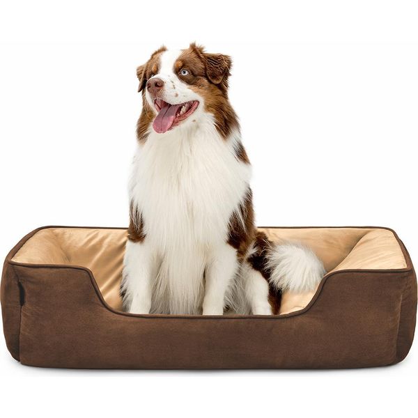 Lionto 2-In-1 Hundekissen Aus Wildlederimitat, 110X80 Cm, Braun/Beige /2-image