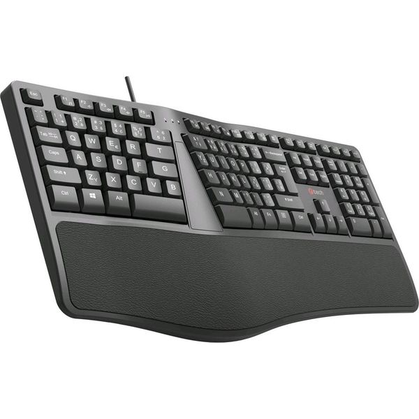 C-TECH KláVesnice KB-113E Usb, Ergo, čErná, Cz/Sk-image