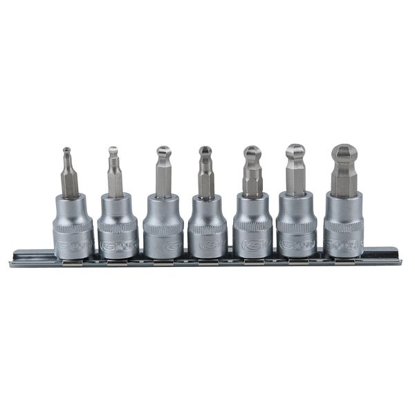 Ks Tools Set Di Bussole Esagonali Da 3/8" Con Testa Sferica 7 Pezzi - 911.3922"-image