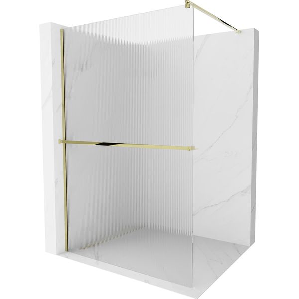 Mexen Kioto+ Pannello Doccia Con Mensola Walk-In 70 X 200 Cm, Righe, Oro - 800-070-121-50-09-image