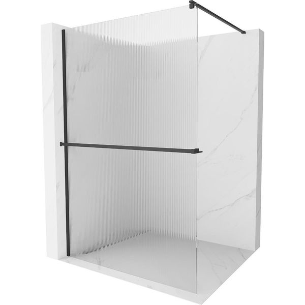 Mexen Kioto+ Parete Doccia Con Mensola Walk-In 70 X 200 Cm, Righe, Nero - 800-070-121-70-09-image