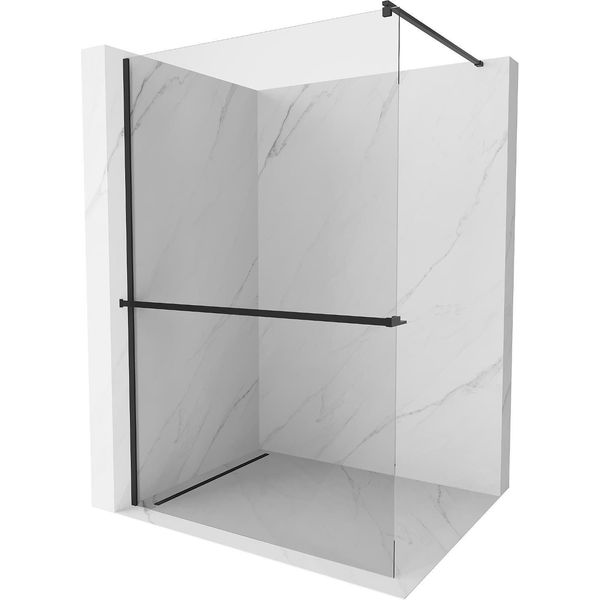 Mexen Kioto+ Parete Doccia Con Mensola Walk-In 95 X 200 Cm, Trasparente, Nera - 800-095-121-70-00-image