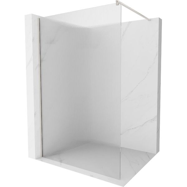 Mexen Kioto Parete Doccia Walk-In 90 X 200 Cm, Righe 8 Mm, Nichel Spazzolato - 800-090-101-97-09-image
