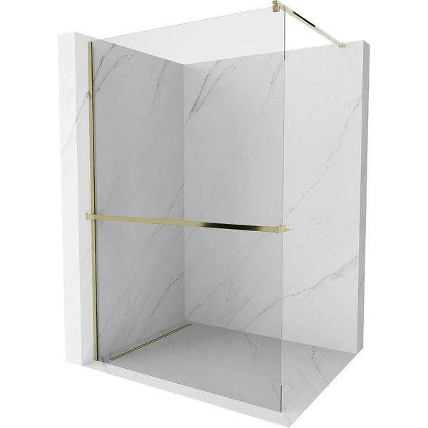 Mexen Kioto+ Pannello Doccia Con Mensola Walk-In 140 X 200 Cm, Trasparente, Dorato - 800-140-121-50-00-image