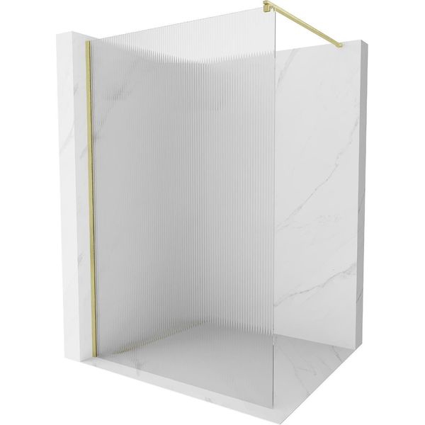 Mexen Kioto Parete Doccia Walk-In 110 X 200 Cm, Righe 8 Mm, Oro Spazzolato - 800-110-101-55-09-image