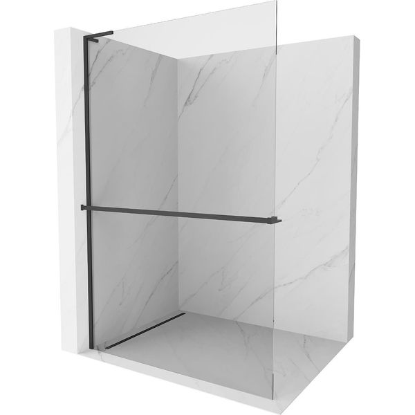 Mexen Kioto+ L Parete Doccia Con Mensola Walk-In 110 X 200 Cm, Trasparente, Nero - 800-110-123-70-00-image