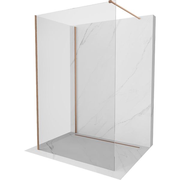 Mexen Kioto Parete Doccia Walk-In 135 X 120 Cm, Trasparente, Rame Spazzolato - 800-135-212-65-00-120-image