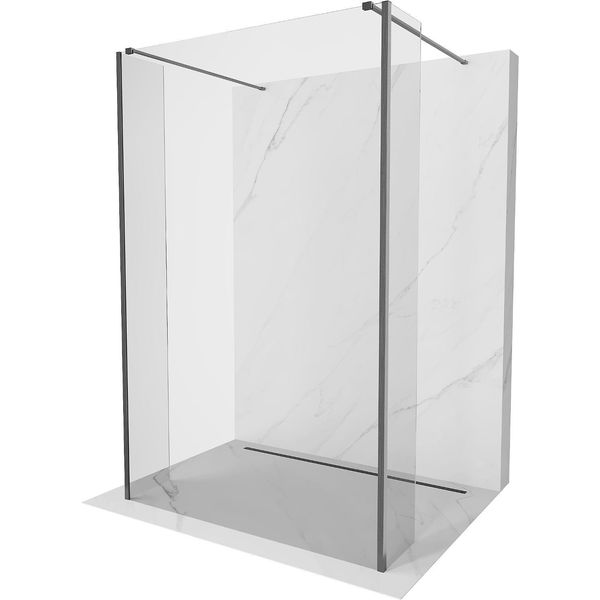 Mexen Kioto Pannello Doccia Autoportante 135 X 30 X 30 Cm, Trasparente, Grigio Canna Spazzolato - 800-135-030-222-66-00-030-image