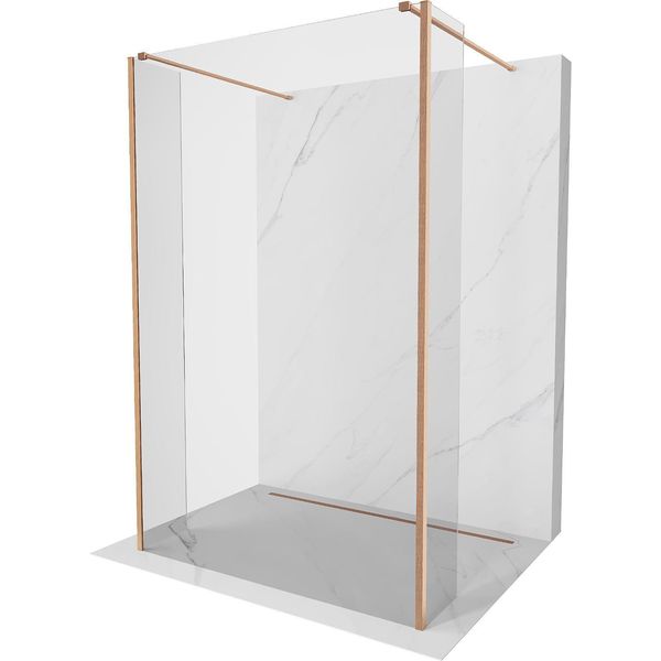 Mexen Kioto Parete Doccia Autoportante 125 X 30 X 30 Cm, Trasparente, Rame Spazzolato - 800-125-030-222-65-00-030-image