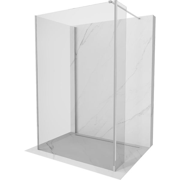 Mexen Kioto Parete Doccia Walk-In 130 X 75 X 40 Cm, Trasparente, Cromo - 800-130-075-221-01-00-040-image
