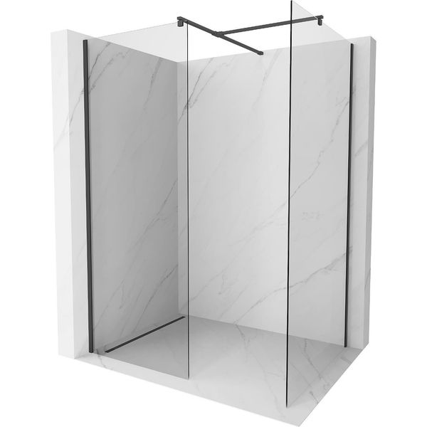 Mexen Kioto Parete Doccia Walk-In 130 X 115 Cm, Trasparente, Nero - 800-130-202-70-00-115-image