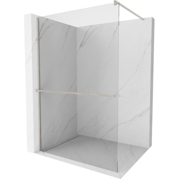 Mexen Kioto+ Parete Doccia Con Mensola Walk-In 95 X 200 Cm, Trasparente, Nichel Spazzolato - 800-095-121-97-00-image